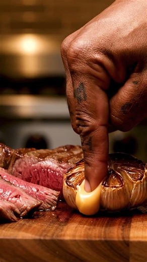 The golden garlic squeeze 🧄🥩