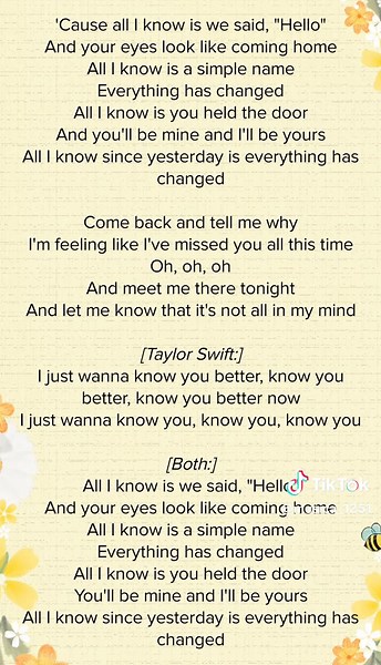 EVERYTHING HAS CHANGED ( TAYLOR SWIFT ) #everythinghaschanged #taylorswift #fyp #fypシ #edit #lyrics #lyricsvideo #music #musica_1251