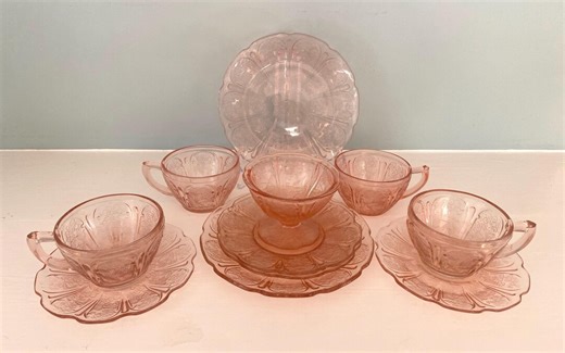 Vintage Jeannette Cherry Blossom Pink Depression Glass Partial Set | Made in USA - Etsy