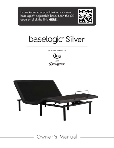 Serta 69709467 Baselogic Silver Adjustable Bed Frame Bases Owner's Manual