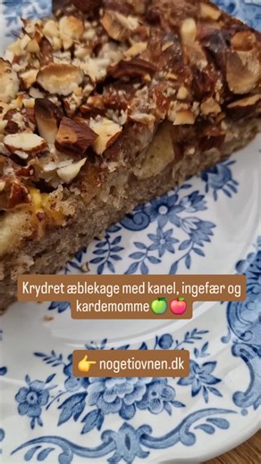 Svampet, saftig krydret æblekage med kanel, kardemomme og ingefær. 🍎🍏🍎🍏 Skøn efterårskage, der er nem at lave og rimeligt fedtfattig. Opskriften kan du se på forsiden på nogetiovnen.dk lige nu. | Noget i ovnen hos bagenørden