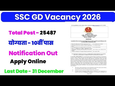 SSC GD Constable Vacancy 2025-26| SSC GD Form Apply Online