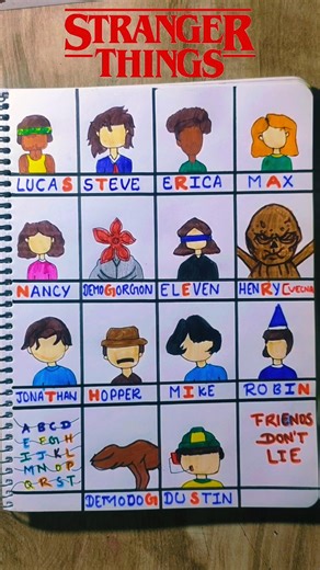 Stranger Things All Characters Drawing With Names 😱🔥 #strangerthings #strangerthings5 #trending #art
