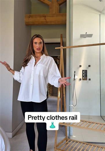The Amazon find I didn’t know I needed…. Finally got my hands on a pretty wooden clothes rail that I feel is lovely quality for the price! 🫶🏻 I’ll link on my LTK shop (link in bio ⬆️) Do you like it?! x #clothesrail #wardrobealternative #spacesavingsolution #amazonfinds #fashiontiktok