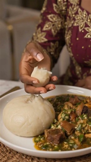 Elegant Nigerian Woman Enjoys Pounded Yam & Okra Soup 🇳🇬 | Authentic Nigerian Food #nigerianfood