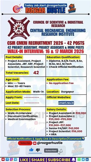 CSIR CMERI Recruitment 2026 | 42 Posts | Apply Online