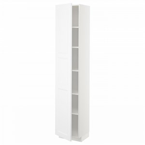 METOD high cabinet with shelves, white/Axstad matt white, 40x37x200 cm  - IKEA Norway