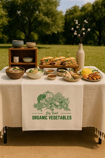 Custom Table Runner With Logo, Farmers Market Table Cover, Organic Food Stall Decor, Personalized Linen Table Runner for Business - Etsy