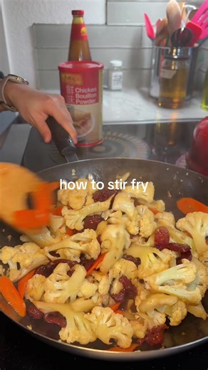how to stir fry * 1-2 protein (chinese sausage, chicken, pork) * 2-3 colorful veg sauce options: * oyster sauce * soy sauce * sesame oil * chinese chicken bouillon * dash of white pepper * dash of sugar slice chinese sausage into thin strips. put in wok on medium and render the fat out. if using other protein, marinate protein in some soy sauce while you cut the veg. add oil into wok before frying it. remove your protein once cooked and set aside. if there’s not enough oil or fat left in the pan