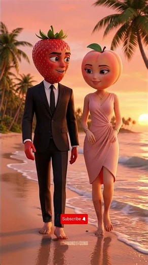 They Started Flirting on the Beach 😍 | Strawberry & Peach 3D Love Story Animation
