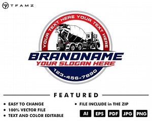 Concrete Mixer Truck Logo Template : Automotive & Trucking Logo ( Digital Download ) Vector File - Etsy Canada