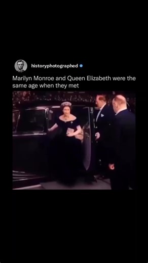 2.1M views · 11K reactions | Marilyn Monroe and Queen Elizabeth II, who were both born in 1926, met when they were 30 years old at the 1956 premiere of “The Battle of the River Plate” in London. | History In Pictures | Facebook