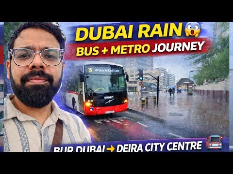 Dubai Heavy Rain Vlog 🌧️ Bus & Metro Journey | Bur Dubai to Deira City Centre 🚍🚇