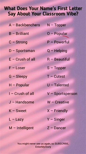 What Does Your Name's First Letter Say About Your Classroom Vibe? 🫶 Check Now!