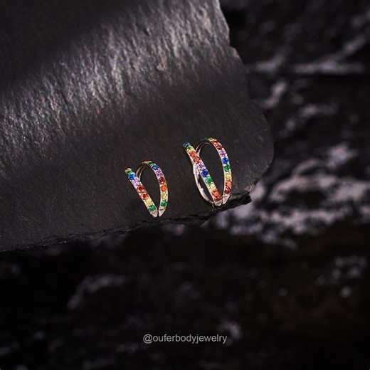 20G Double Rainbow CZ Nose Ring/septum Ring/cartilage Hoop/nose Piercing/single Pierced Hoop Earring/nostril Hoop/helix/conch Hoop Earring - Etsy