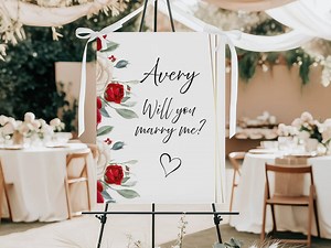 Printed   Shipped Will You Marry Me Proposal Sign, Personalized Engagement Decor, Custom Romantic Proposal Signage, Red Rose Pedals Decor - Etsy