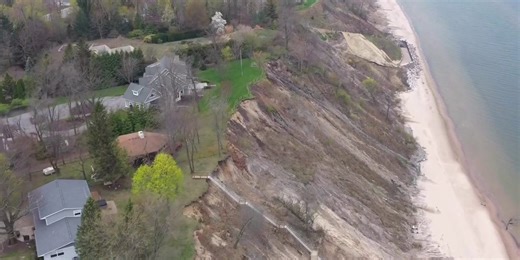 Watch: Crumbling bluffs along Lake Michigan threaten homes