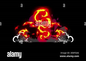 Dynamic cartoon fire animation with vibrant flames and smoky effects. Animated fire bursts vividly.