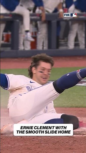 Clement with some style points on the slide 😅 #ErnieClement #BlueJays #WorldSeries