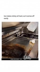 53K views · 166 reactions | 流✨ ICE vs. OIL STAINS—who wins? Turns out, rubbing ice on oil makes it thicken & clump up! ❄️️ The cold slows down the molecules, turning sticky messes into easy-to-scrape blobs. Say goodbye to grease stains!  Ever tried this hack? Or are you team "hot soapy water"?  #CleaningHacks #LifeTips #OilStainSolution #KitchenMagic #ScienceAtHome | physics_memz | Facebook