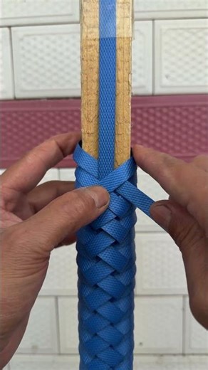Easy Tutorial: Weaving a Wooden Handle with Blue Ribbon!