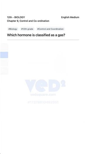 12th Biology Control and Coordination Hormone Gas MCQ