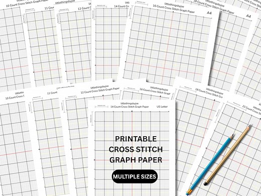 Printable Cross Stitch Graph Paper, Blank Grid Paper for Cross Stitch 10, 11, 12, 14, 16, 18 and 22 Count. Design Your Own Patterns - Etsy