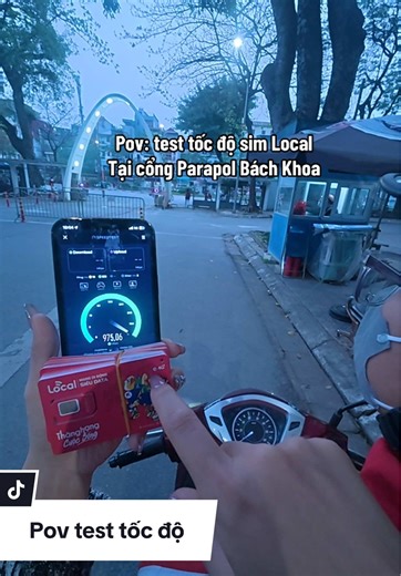 Pov: test tốc độ sim Local Tại cổng Parapol Bách Khoa sóng đỉnh luôn lần đầu tiên speedtest thấy lên cỡ đó #emlinhvienthong #pov #5g #hust #simdata
