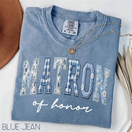 Blue Toile Matron of Honor Shirt, Bridal Shower Gift, Team Bride T-shirt, MOH Proposal Tee - Etsy