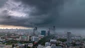 Time lapse of cloud storm motion before rain covering the city of...