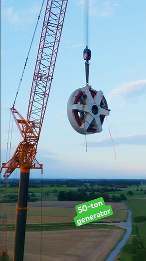 Dismantling of the 50-ton generator of an Enercon E-66 wind turbine. 🏗️