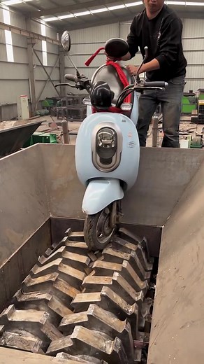 Motorbike Crushing Demonstration in Industrial Facility