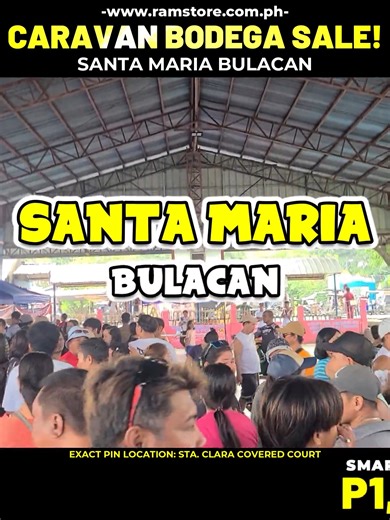BARANGAY SANTA CLARA STA MARIA BULACAN! 2 DAYS CARAVAN BODEGA SALE EVENT!! SMARTPHONE - P1,299 LAPTOP - P2,499 COMPUTER SET - P3,999 SMART TV - P5,299 BLUETOOTH SPEAKER - 299 Join our GC for the Event Place: https://m.me/j/AbZezK1tO87Jc3nK Check out here Ramstore Apps Google Play: https://bit.ly/ramtoreandroid Apple Store: https://apple.co/45i5fR3 #santamaria #SantaMariaBulacan #Bulacan #caravan #pisosale #events #bodega #Sale #wholesale #SmartTV #laptop #smartphone #computer #speaker #accessoir