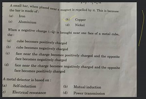 A small bar, when placed near a magnet is repelled by it. This ... | Filo