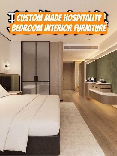 Whole Guestroom Interior design for Hotel Bed Furniture and Wall Cabinet #interiordesign #furniture