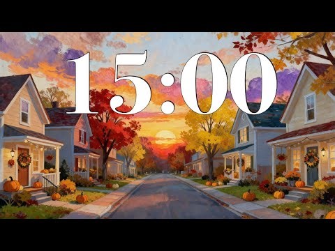 15 Minute Fall Focus Timer 🍁 Cozy Autumn Sunset & Relaxing Lofi Music | Study, Reading, or Classroom