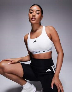 adidas Training Tech Fit mid support bra in white | ASOS