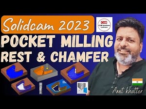 SolidCAM 2024 Programming tutorials | SolidCAM 2024 Pocket Machining | Rest Machining| Chamfer
