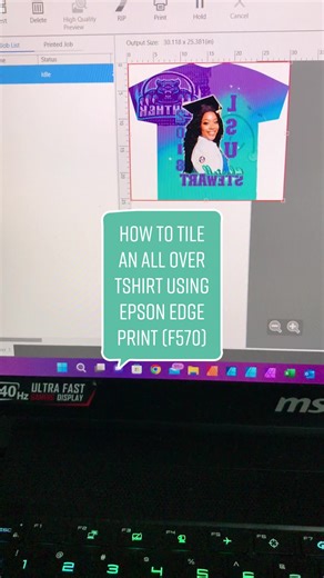 How to tile an all over tshirt using Epson Edge Print. #raeboogieblanks #rbblanks #edgeprint #epsonedgeprint #howto #epsonf570printer #followformore #allovertshirt #howtotileanallovertshirt #followformoretips #sublimationtok