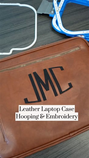 Hooping a Leather Computer Case over a ZIPPER- with Mighty Hoops! #magnetichoops #embroidery