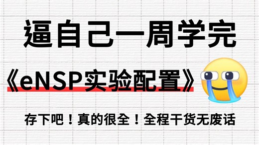 一口气学完eNSP实验配置核心知识，2026年B站最详细的eNSP实验配置保姆级教程，零基础入门到精通，全程干货无废话！（附ensp实验教程分享）