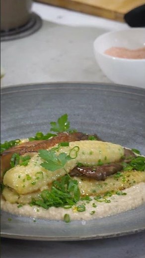 🌽 Grillezett polenta laskagombával, padlizsánkrémmel #csakamentes #recept #mentes