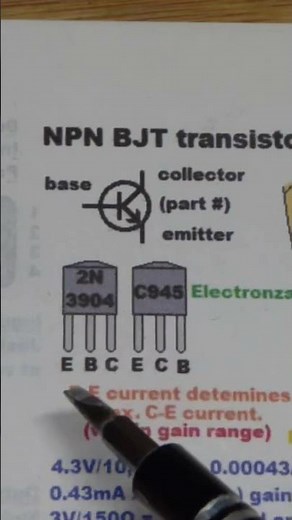 2N3904 BJT Pin Layout Bipolar Junction Transistor #transistor #electronics #diy