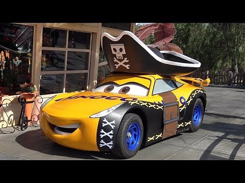 Talking Cruz Ramirez in Halloween Pirate Costume Meet & Greet at Cars Land, Disneyland HalloweenTime
