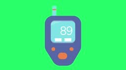 Animation smart blood pressure monitor technology on green background.