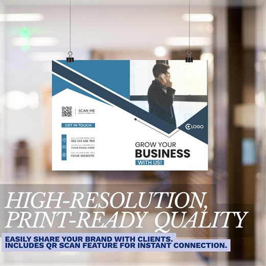 Brochure Design Template: Editable, Bi-fold Business Marketing Pamphlet With QR Code (EPS, Instant Download) - Etsy UK