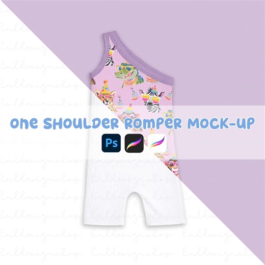One Shoulder Tank Romper Mock-up, Realistic Mock up Template, Kids Clothes Mock-up Photoshop, Seamless Pattern Template, Procreate Mock-up - Etsy