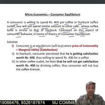 Micro Economics I Consumer Equilibrium I 11th Class I CA Foundation