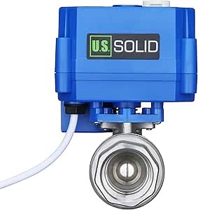 U.S. Solid Motorized Ball Valve- 3/4" Stainless Steel Ball Valve with Manual Function, Full Port, 9-24V AC/DC and 2 Wire Auto Return Setup