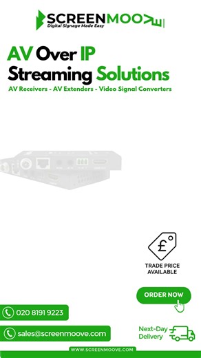 AV over IP without limits 🌐📡 Distribute high-quality video and audio across your network with low latency, total scalability, and simplified control. Built for control rooms, corporate AV, education, and large-scale installations ⚙️ Explore the range 👉 https://ow.ly/Zc8G50XNK2e Contact us 📩📞 sales@screenmoove.com | 020 8191 9223 Hashtags: #AVoverIP #ProfessionalAV #AVTechnology #NetworkedAV #ControlRoomAV #CorporateAV #DigitalInfrastructure #SmartBuildings #ScreenMoove | ScreenMoove